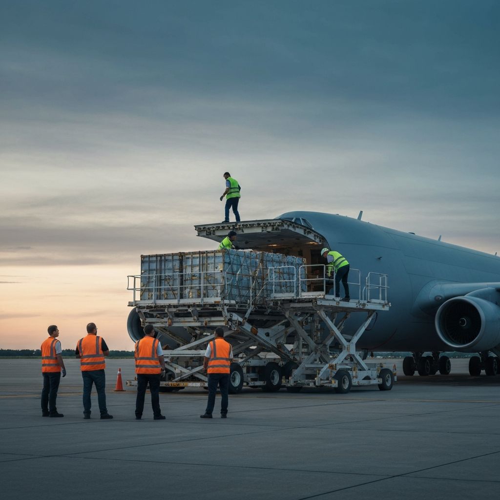 Cargo aircraft being loaded
