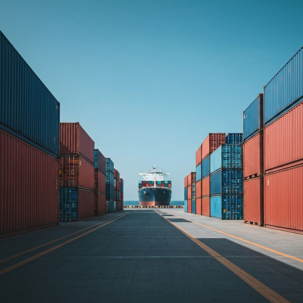 Containers stacked for sea freight
